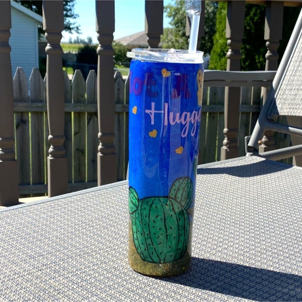 30 Oz Skinny Stainless Steel Custom Made 'Cactus-Not A Hugger Tumbler-New